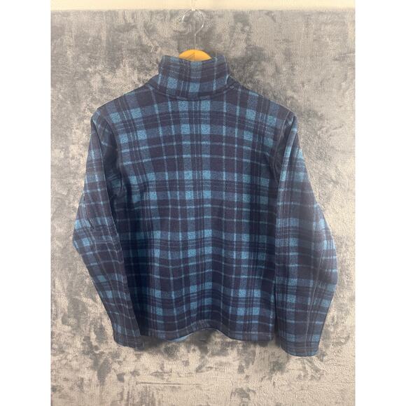 The North Face Men's Gordon Lyons 1/4 Zip fleece jacket in a blue plaid SZ Small - Picture 2 of 8